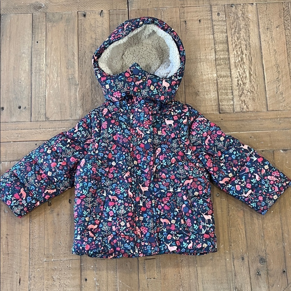 Joules wren woodland 2 in 1 puffer coat jacket 12 months Sherpa lined